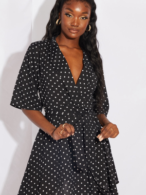 Tall Black Polka Dot Tea Dress