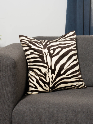 2pk 20"x20" Printed Velvet Zebra Decorative Throw Pillow Brown/natural - Surefit