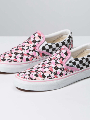 Customs Flamingos Checkerboard Slip-on Wide