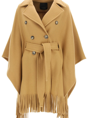 Pinko Fringe-hem Double-breasted Coat