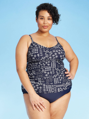 Women's Shirred Tankini Top - Kona Sol™ Navy