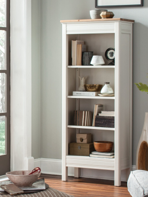 60" Savannah Tall Bookshelf Ivory With Natural Wood Top - Bolton Furniture