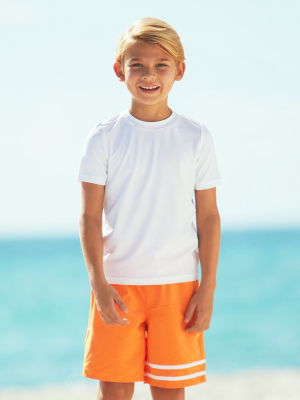 Boys White Short Sleeve Rashguard