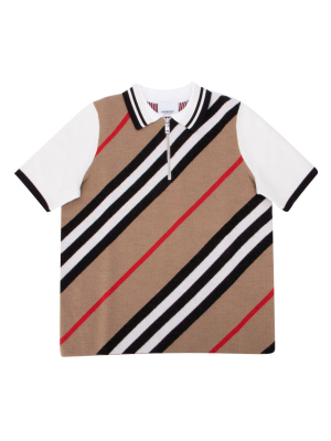 Burberry Kids Icon Stripe Zipped Polo Shirt