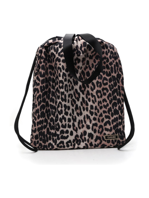 Ganni Leopard Print Large Tote Bag