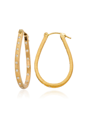 Dunes Diamond 18k Yellow Gold Hoop Earrings