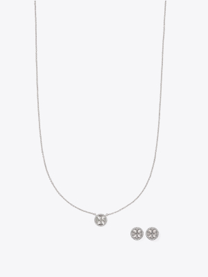 Miller Pavé Pendant Necklace & Stud Earring Gift Set