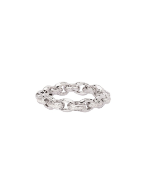 Diamond Chain Row Ring - White Gold