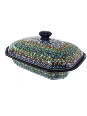 Blue Rose Polish Pottery Mardi Gras Medium Covered Baking Dish