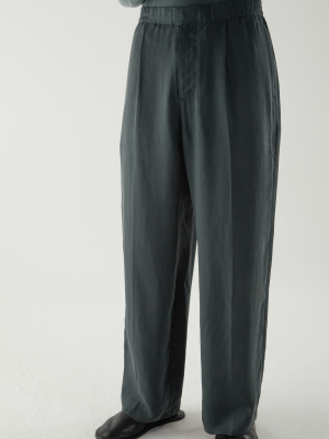 Cupro Wide Leg Pleated Pants