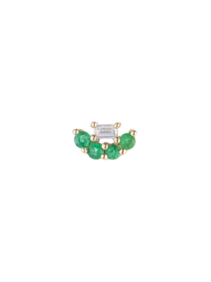 Mini Baguette Lace Stud - Emerald