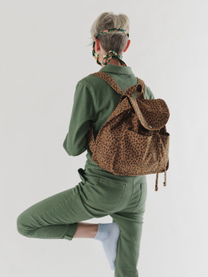 Drawstring Backpack - Nutmeg Leopard