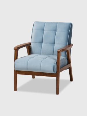 Asta Velvet Upholstered Wood Armchair - Baxton Studio