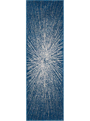 Evoke Burst Navy/ivory Runner Rug