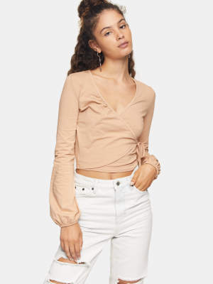 Blush Pink Long Sleeve Ballet Wrap Top