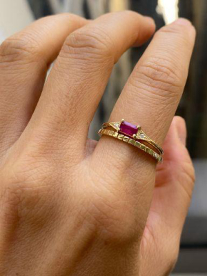 Emerald Cut Ruby Deco Ring