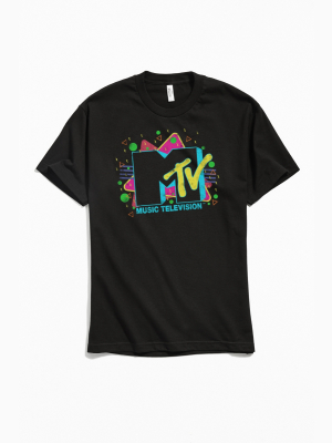 Mtv Neon Confetti Logo Tee