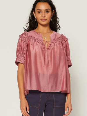 Pleated Cuff Yoke Blouse