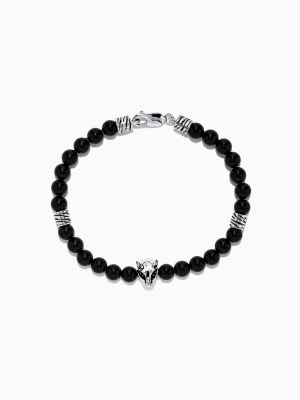 Effy Men's Sterling Silver And Onyx Panther Bracelet, 41.80 Tcw