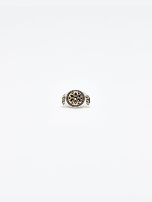 Club Ring, Small, Sterling With 22k Rosettes, Size 8