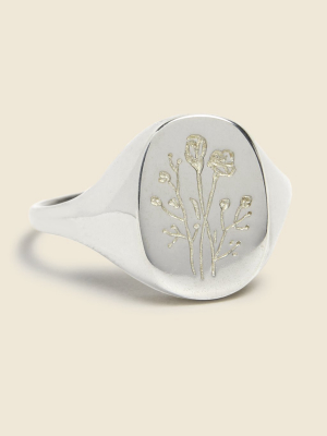 Wildflower Signet Ring - Silver