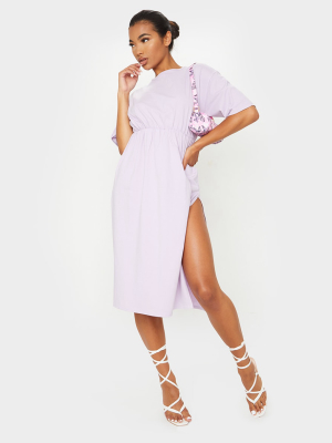 Lilac T Shirt Split Detail Midi Dress