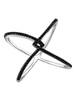 1/7 Ct. T.w. Round-cut Black Diamond Prong Set Geometric Ring In Sterling Silver (8)