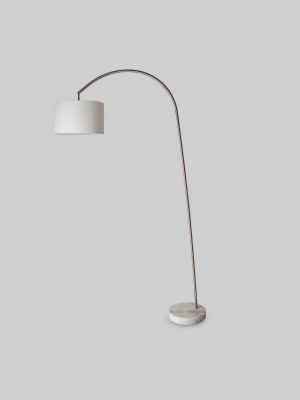 Avenal Shaded Arc With Marble Base Floor Lamp Nickel - Project 62™