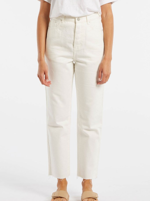 The High Rise Straight Leg Jean - Cream