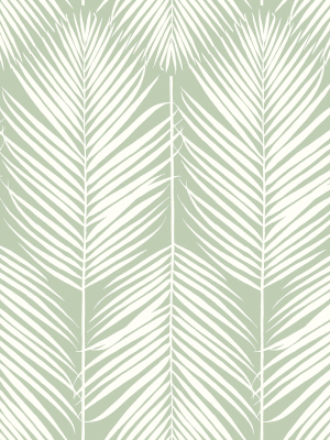 Palm Silhouette Peel-and-stick Wallpaper In Pastel Green By Nextwall