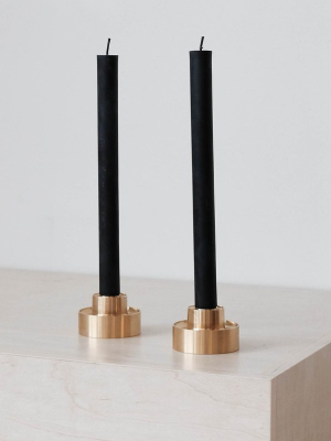 Pair Of 2 Cylinder Beeswax Candles: Black