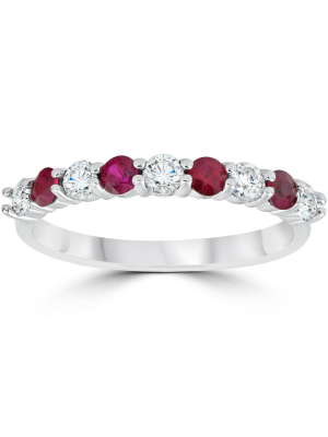 Pompeii3 1/2ct Ruby & Diamond Wedding Ring 10k White Gold