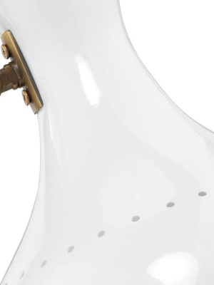 Jamie Young Pisa Swing Arm Table Lamp In White Lacquer And Antique Brass Metal