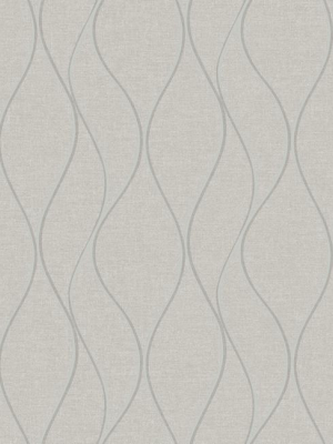 Wave Ogee Peel & Stick Wallpaper In Beige By Roommates For York Wallcoverings