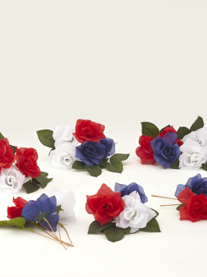 Lakeside Decorative Americana Faux Flowers Fill Set - Patriotic Floral Tabletop Accent