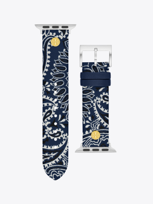 Bandana-print Band For Apple Watch®, Navy Multicolor Leather, 38 Mm – 40 Mm