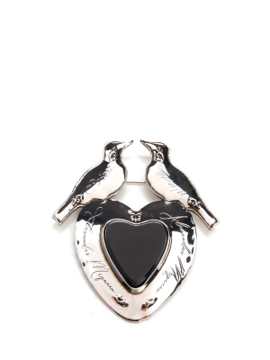 Alexaneder Mcqueen Logo Engraved Dove Brooch