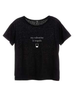 My Valentine Is Tequila [distressed Women's 'baby Tee']