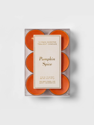 12pk Pumpkin Spice Tealight Candle Set - Threshold™