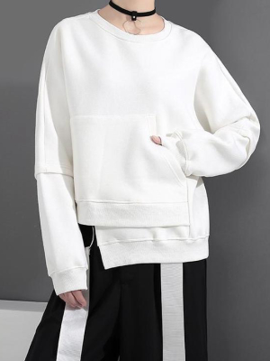Althea Irregular Pocket Sweatshirt - White