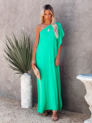 Strike A Pose One Shoulder Statement Maxi Dress - Emerald - Final Sale