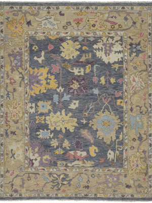 Feizy Karina Luxe Hand Knot Botanical Rug - Blue & Wheat Beige - Available In 7 Sizes