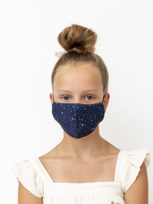 Child Night Sky Print Face Mask-navy