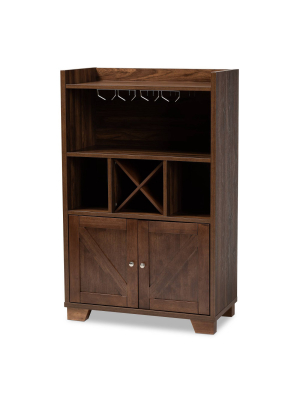 Carrie Walnut Finished Wood Wine Storage Cabinet Walnut - Baxton Studio