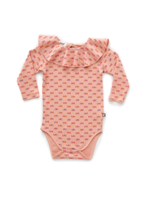 Oeuf Ruffle Collar Onesie - Peony Love