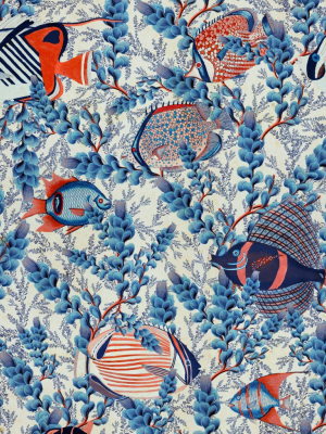 Aquarium Wallpaper In Blue And Taupe From The Sundance Villa Collection By Mind The Gap