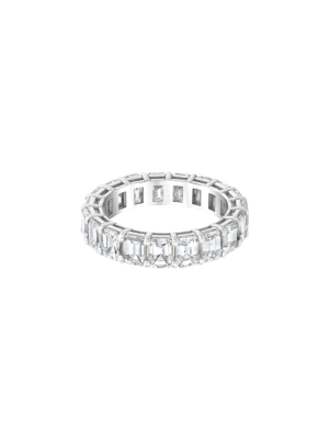 Medium Emerald Cut Diamond Eternity Ring - White Gold