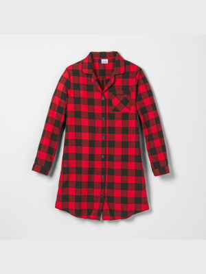 Women's Holiday Buffalo Check Flannel Matching Family Pajamas Nightgown - Wondershop™ Red