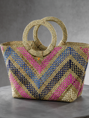 Mia Small Tote W/ring Handle - Zigzag