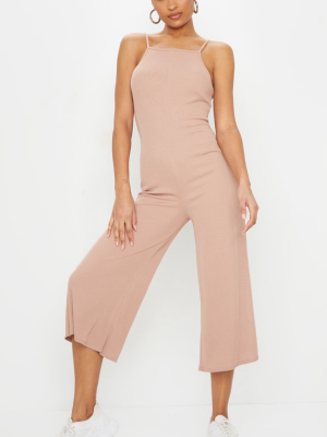 Stone Rib Wide Leg Culotte Jumpsuit